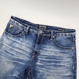 Salvage Mayhem Straight Regular Fit Jeans 36R Buckle Exclusive Blue Denim Mens